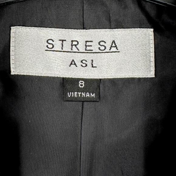 Stresa Black White Double Breasted Notched Lapel Geometric Blazer Jacket Size 8 - Picture 4 of 7